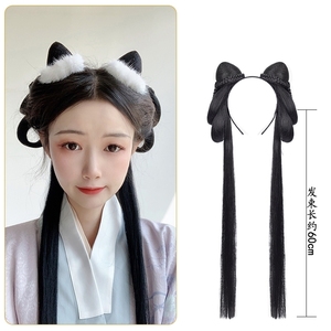 战国袍头饰秦汉魏晋风发髻假发一体式仙侠古风造型发包写真拍摄发