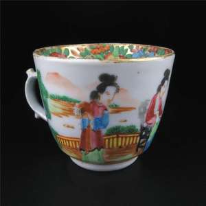 【伍】清代咸丰同治广彩粉彩杯子茶杯 保真古董外销老瓷器茶具摆