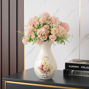 花瓶摆件客厅插花轻奢陶瓷干花高档欧式创意简约餐桌电视柜小花盆