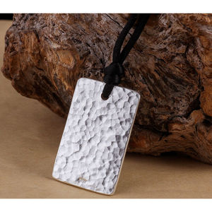 新品银无事牌项链坠银牌男女士情侣款锤纹吊坠银挂件100克(自定尺