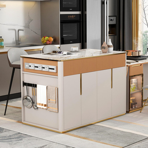 轻奢岩板岛台柜成品餐厅中岛台吧台一体开放式厨房料理台单独岛台