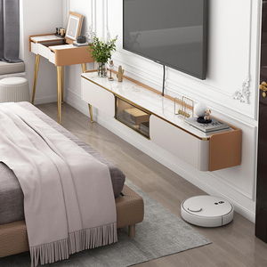 轻奢岩板超薄电视柜悬空壁挂式简约现代卧室电视机柜小型极窄25cm