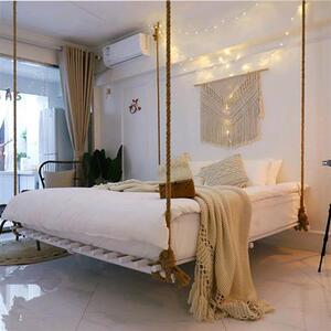 实木吊床情趣网红秋千床别墅室内悬挂休闲创意摇摇床民宿家具定制