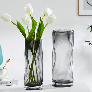 苏渠轻奢网红餐桌玻璃花瓶透明异形北欧创意简约客厅ins 插花摆件