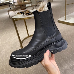 alexander mcqueen/麦昆女鞋厚底马丁靴松糕底女士短靴君闵代购
