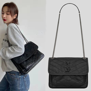 杨树林包包女niki包邮差包百搭链条包油蜡皮真皮流浪包时尚斜挎包