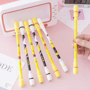 卡通皮卡丘转转笔中小学生减压笔黑色中性笔带钢珠手指旋转笔