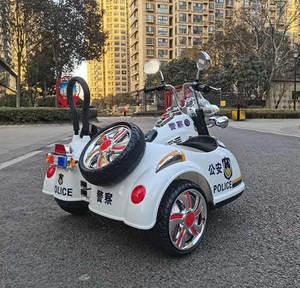 儿童警察摩托车大号可坐人电动警车汽车双胞胎双人座三轮二胎童车