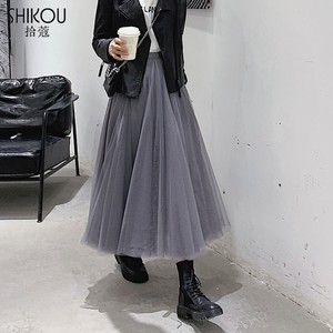 四季网纱半身裙中长款19色大摆围蓬蓬裙收腰大摆仙女纱纱裙a字裙