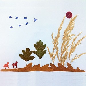 新品工各种中f班个儿画叶子拼贴压花性童手纸花瓣树叶成品画相框