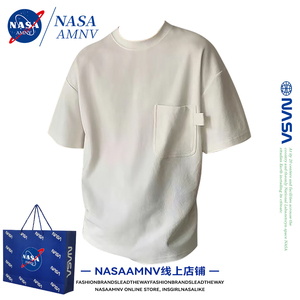 NASA联名 夏季韩风简约口袋短袖T恤男休闲宽松半袖体恤男装上衣潮