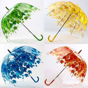 时尚透明雨伞文艺小清新树叶伞创意长柄伞公主绿叶枫叶樱花拱形伞