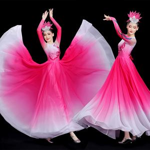 开场舞大摆裙演出服大气伴舞台装表演服装灯火里的中国舞蹈服新款