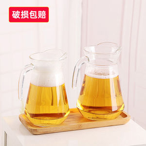 玻璃啤酒扎啤壶烧烤饭店大容量冷水壶鸭嘴果汁壶1.0l1.3l定制logo
