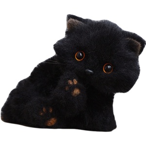 新一制黑煤球/猫憩原黑自只手工diy呆萌k创色猫咪关节毛绒玩偶材