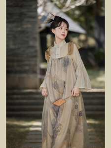 新中式古装禅意汉服女2024夏季新款民国风上衣汉元素吊带裙两件套