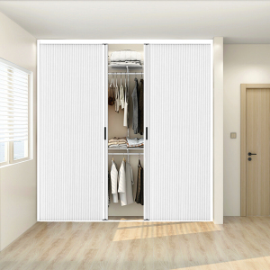 衣柜折叠门开放式金属砌墙衣帽间隐形蜂巢推拉免打孔伸缩隔断移门