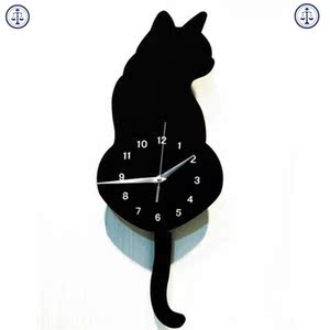 仿生猫尾钟微博同款日本会动的仿真尾巴猫咪钟摇尾钟挂钟时钟钟表