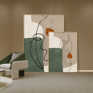 亲梵侘寂风复古简约抽象艺术沙发背景墙客厅装饰画挂画叠加落地画