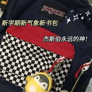 jansport杰斯伯双肩包棋盘格子靛蓝格子背包电脑包轻便学生书包潮