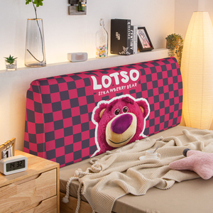 卡通可爱草莓熊床头罩全包加厚通用弹力床头防尘绒布保护套可定制