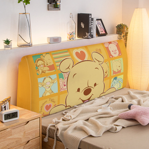 可爱维尼熊弹力床头罩儿童房靠背套改造全包木床防尘罩