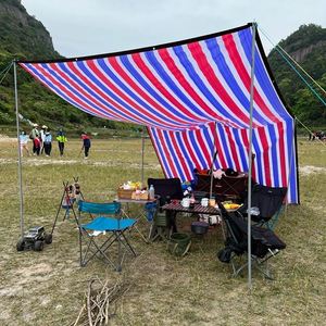 户外自制天幕帐篷超轻便携天幕露营防雨防晒遮阳棚包边打孔彩条布
