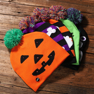 .Halloween glowing knit hat Skull ghost hat 万圣节发光帽子
