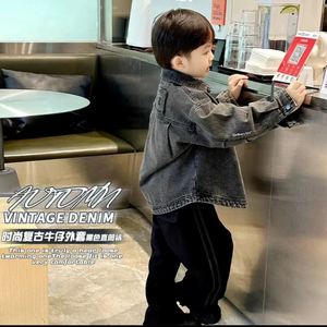 巴拉巴柆韩范男童2024春秋韩版洋气牛仔外套儿童休闲时尚复古个性