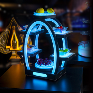 ktv发光果盘蝶酒吧多层水果盘架三层小吃盘创意零食盘led果盘架