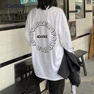 rapper国潮李京泽贝贝404mob经典logo字母长袖t恤男女情侣马思唯