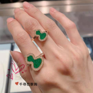 代购qeelin麒麟翡翠指环18k金wulu葫芦系列玫瑰金对戒镶钻女士戒