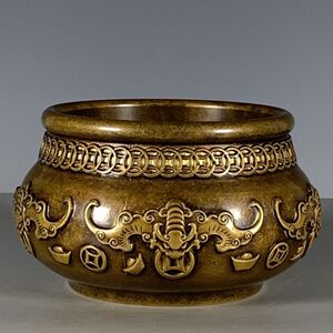 古董宣德年制纯铜福袋香炉老物件旧货老铜器古玩真品包老包真收藏