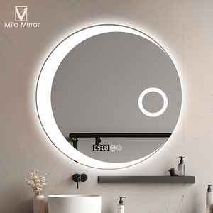 圆形智能镜子卫生间网红异形月亮带灯led浴室镜子挂墙式洗漱台