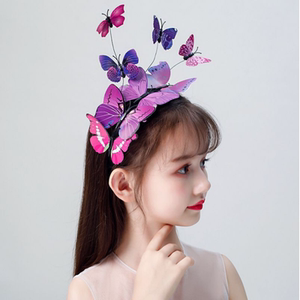 夸张仙女森系蝴蝶精灵儿童走秀表演头饰婚纱摄影创意彩妆造型发饰