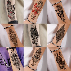 纹身贴防水男女持久花臂仿真半臂暗黑手臂刺青不永久1年ins风贴纸