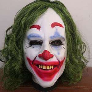 微笑小丑oker面具男万圣节鬼屋密室逃脱恐怖道具节目演出头套全脸