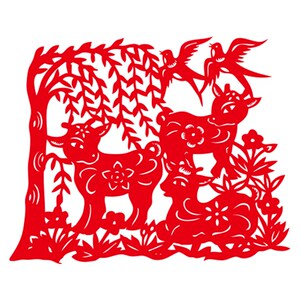 三羊开泰窗花剪纸装饰墙贴自粘玻璃门贴中国风贴纸定制手工贴画