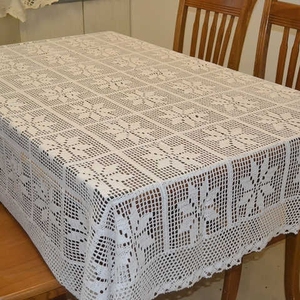 美式乡村全棉钩织桌布钩针蕾丝桌布电视柜茶几田园布艺长方形盖巾