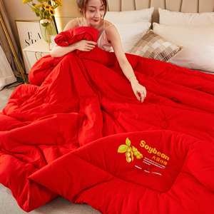 中式婚庆大豆纤维婚庆被大红色喜被婚被春秋被芯加厚冬被子结婚房
