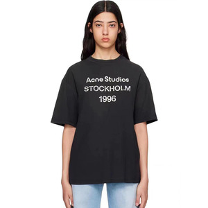 Acne Studios 夏季男女同款1996破坏做旧字母印花宽松透气短袖T恤
