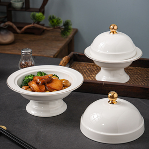 汤盅高脚金边酒店创意中式位上位菜餐具一位翅盅高颜值燕窝海参碗