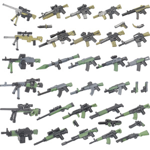 军事双色AK武器枪械上色冲锋枪拼装特种兵积木男孩子玩具配件
