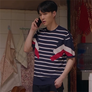 相逢时节宁恕张艺兴同款通勤流行撞色条纹短袖圆领t恤宽松男女潮