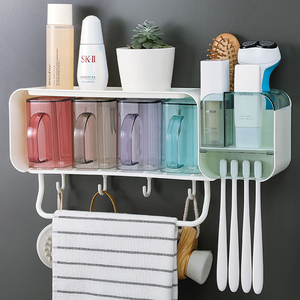 00多朋旗舰店天猫牙刷洗脸巾置物架免打孔浴室卫生间洗漱台漱口杯