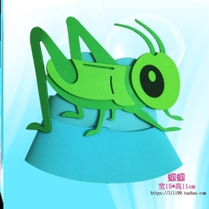 蛐蛐蝈蝈吹牛头饰儿童节表演道具动物帽子蟋蟀头套幼儿园舞会面具