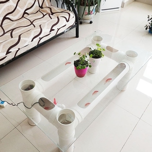 阳台养鱼管道网红养鱼茶几pvc管道创意养鱼管pvc管阳台水管养鱼缸