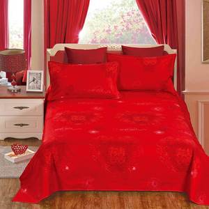 结婚床单单件红色床单大红色婚庆1.5米床1.8米床2.0m床双人酒店用