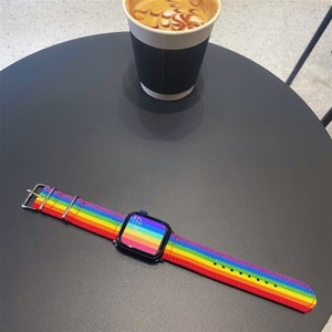 苹果手表表带彩虹帆布