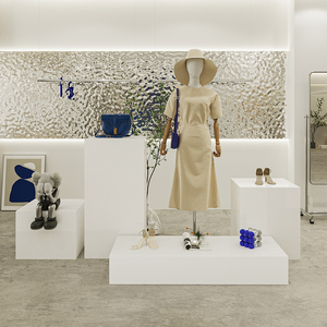 服装店展示台橱窗地台模特展台网红中岛高低流水台女装店装饰道具